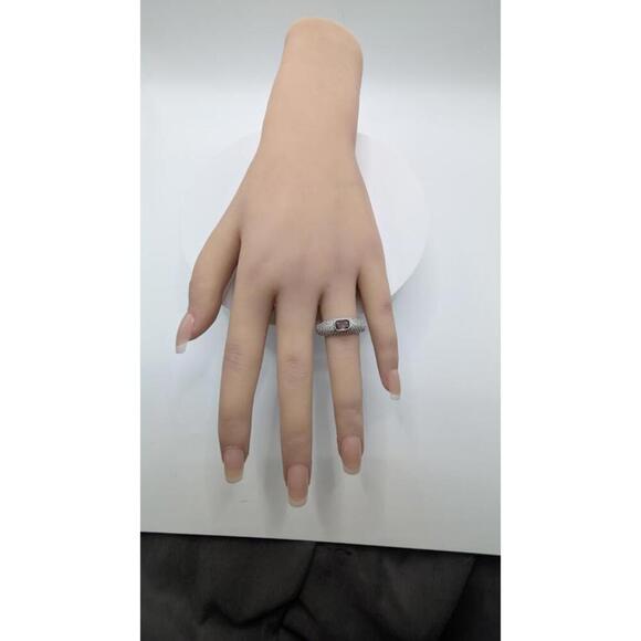 Elegant Silver Ring with Embedded Stones Size 9 - Picture 1 of 7